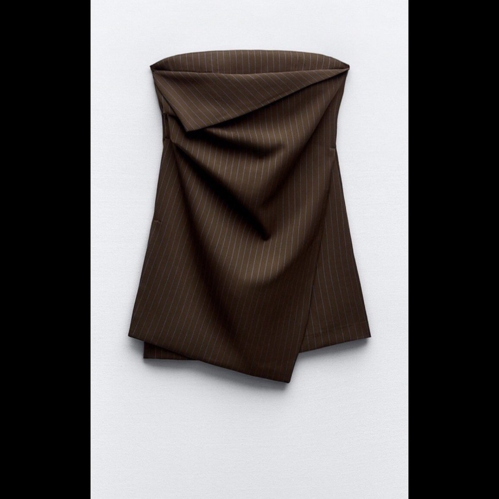 Zara Brown Strapless Dress